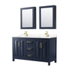 Custom image for Dark Blue with Brushed Gold Trim / Carrara Cultured Marble / Medicine Cabinets