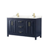 Custom image for Dark Blue with Brushed Gold Trim / Carrara Cultured Marble / No Mirror