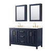 Custom image for Dark Blue with Brushed Gold Trim / Carrara Cultured Marble / Medicine Cabinets
