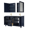 Custom image for Dark Blue with Brushed Gold Trim / White Cultured Marble / Medicine Cabinets