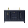 Custom image for Dark Blue with Brushed Gold Trim / White Cultured Marble / No Mirror