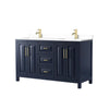 Custom image for Dark Blue with Brushed Gold Trim / White Cultured Marble / No Mirror
