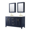 Custom image for Dark Blue with Brushed Gold Trim / White Cultured Marble / Medicine Cabinets