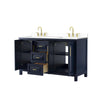 Custom image for Dark Blue with Brushed Gold Trim / White Cultured Marble / No Mirror