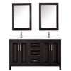 Custom image for Dark Espresso with Polished Chrome Trim / White Cultured Marble / Medicine Cabinets