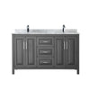 Custom image for Dark Gray with Polished Chrome Trim / White Carrara Marble / No Mirror