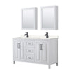 Custom image for White with Matte Black Trim / Carrara Cultured Marble / Medicine Cabinets