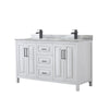Custom image for White with Matte Black Trim / White Carrara Marble / No Mirror