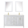 Custom image for White with Brushed Gold Trim / Carrara Cultured Marble / Medicine Cabinets