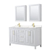 Custom image for White with Brushed Gold Trim / Carrara Cultured Marble / Medicine Cabinets