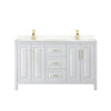 Custom image for White with Brushed Gold Trim / Carrara Cultured Marble / No Mirror
