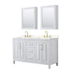 Custom image for White with Brushed Gold Trim / Carrara Cultured Marble / Medicine Cabinets