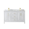 Custom image for White with Brushed Gold Trim / White Carrara Marble / No Mirror