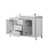 Custom image for White with Brushed Gold Trim / White Carrara Marble / No Mirror