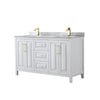Custom image for White with Brushed Gold Trim / White Carrara Marble / No Mirror