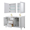 Custom image for White with Brushed Gold Trim / White Cultured Marble / Medicine Cabinets