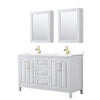 Custom image for White with Brushed Gold Trim / White Cultured Marble / Medicine Cabinets
