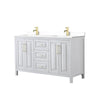 Custom image for White with Brushed Gold Trim / White Cultured Marble / No Mirror