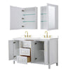 Custom image for White with Brushed Gold Trim / White Cultured Marble / Medicine Cabinets