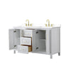Custom image for White with Brushed Gold Trim / White Cultured Marble / No Mirror
