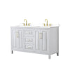 Custom image for White with Brushed Gold Trim / White Cultured Marble / No Mirror