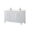 Custom image for White with Polished Chrome Trim / Carrara Cultured Marble / No Mirror