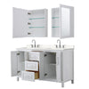 Custom image for White with Polished Chrome Trim / Carrara Cultured Marble / Medicine Cabinets