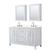 Custom image for White with Polished Chrome Trim / Carrara Cultured Marble / Medicine Cabinets