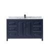 Custom image for Dark Blue with Matte Black Trim / White Carrara Marble / No Mirror