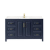 Custom image for Dark Blue with Brushed Gold Trim / Carrara Cultured Marble / No Mirror