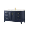 Custom image for Dark Blue with Brushed Gold Trim / Carrara Cultured Marble / No Mirror