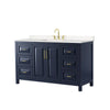 Custom image for Dark Blue with Brushed Gold Trim / Carrara Cultured Marble / No Mirror