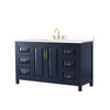 Custom image for Dark Blue with Brushed Gold Trim / White Cultured Marble / No Mirror