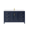 Custom image for Dark Blue with Brushed Gold Trim / White Quartz / No Mirror