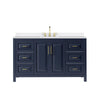 Custom image for Dark Blue with Brushed Gold Trim / White Quartz / No Mirror