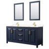 Custom image for Dark Blue with Brushed Gold Trim / Carrara Cultured Marble / 24