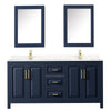 Custom image for Dark Blue with Brushed Gold Trim / Carrara Cultured Marble / Medicine Cabinets