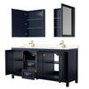 Custom image for Dark Blue with Brushed Gold Trim / Carrara Cultured Marble / Medicine Cabinets