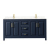 Custom image for Dark Blue with Brushed Gold Trim / Carrara Cultured Marble / No Mirror