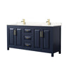 Custom image for Dark Blue with Brushed Gold Trim / Carrara Cultured Marble / No Mirror