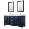 Custom image for Dark Blue with Brushed Gold Trim / White Carrara Marble / 24