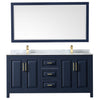 Custom image for Dark Blue with Brushed Gold Trim / White Carrara Marble / 70