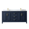 Custom image for Dark Blue with Brushed Gold Trim / White Carrara Marble / No Mirror