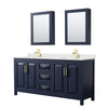 Custom image for Dark Blue with Brushed Gold Trim / Giotto Quartz / Medicine Cabinets