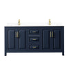 Custom image for Dark Blue with Brushed Gold Trim / White Cultured Marble / No Mirror