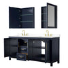 Custom image for Dark Blue with Brushed Gold Trim / White Cultured Marble / Medicine Cabinets