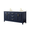Custom image for Dark Blue with Brushed Gold Trim / White Cultured Marble / No Mirror
