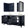 Custom image for Dark Blue with Brushed Gold Trim / White Quartz / Medicine Cabinets