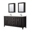 Custom image for Dark Espresso with Polished Chrome Trim / Carrara Cultured Marble / Medicine Cabinets
