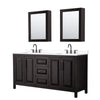 Custom image for Dark Espresso with Matte Black Trim / White Cultured Marble / Medicine Cabinets